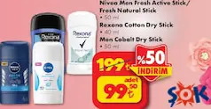 NİVEA MEN FRESH ACTİVE STİCK/ FRESH NATURAL STİCK 50 ML / REXONA COTTON DRY STİCK 40 ML / MEN COBALT DRY STİCK 50 ML DEODORANT NİVEA MEN FRESH ACTİVE STİCK/ FRESH NATURAL STİCK 50 ML / REXONA COTTON DRY STİCK 40 ML / MEN COBALT DRY STİCK 50 ML DEODORANT